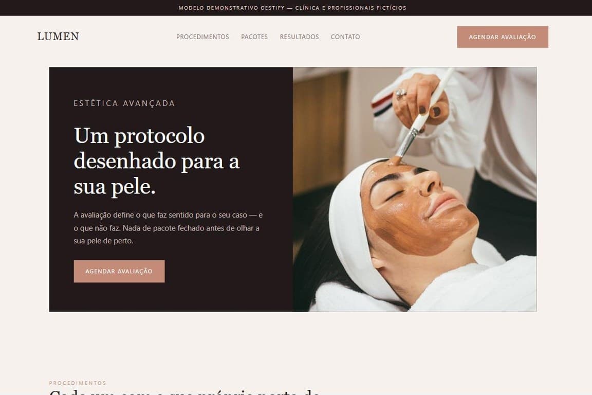 Modelo de site para clínica de estética