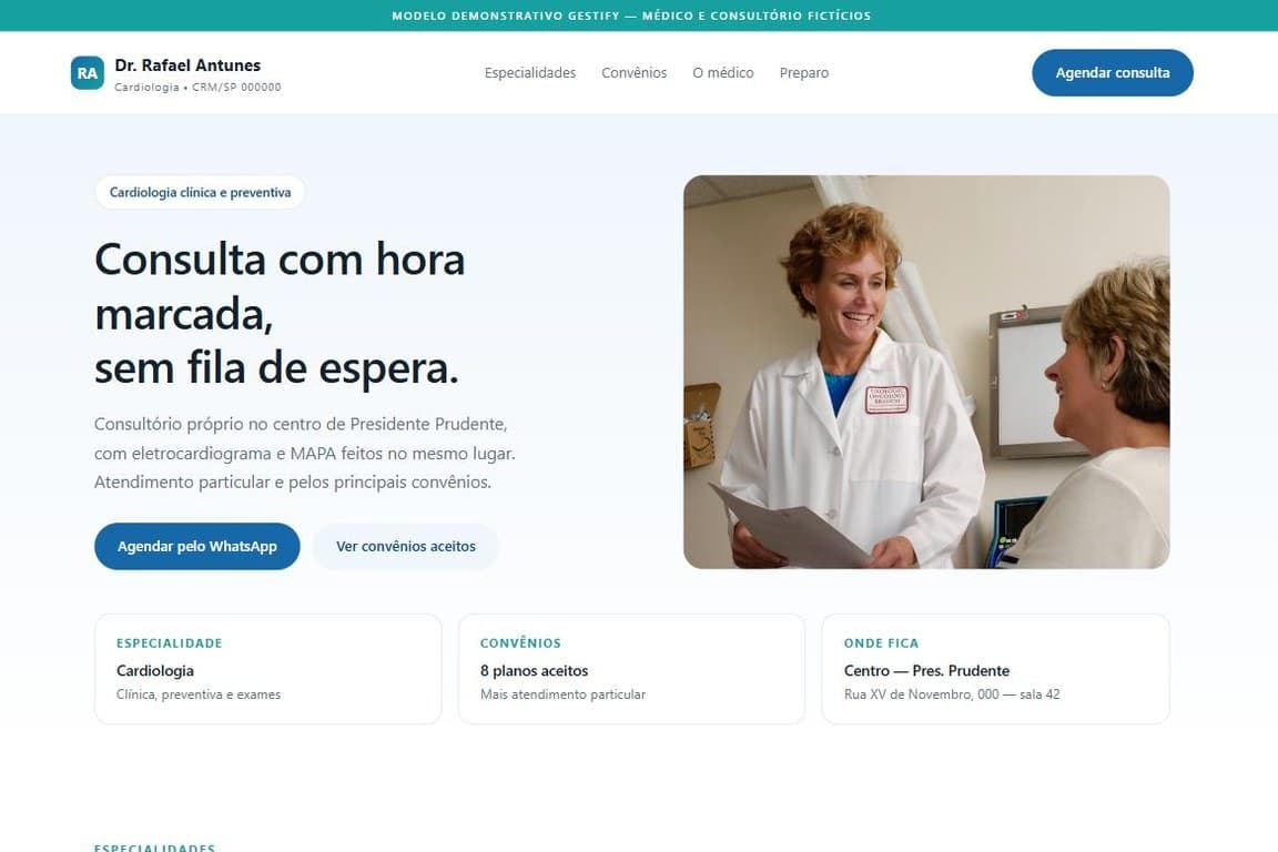 Modelo de site para médico