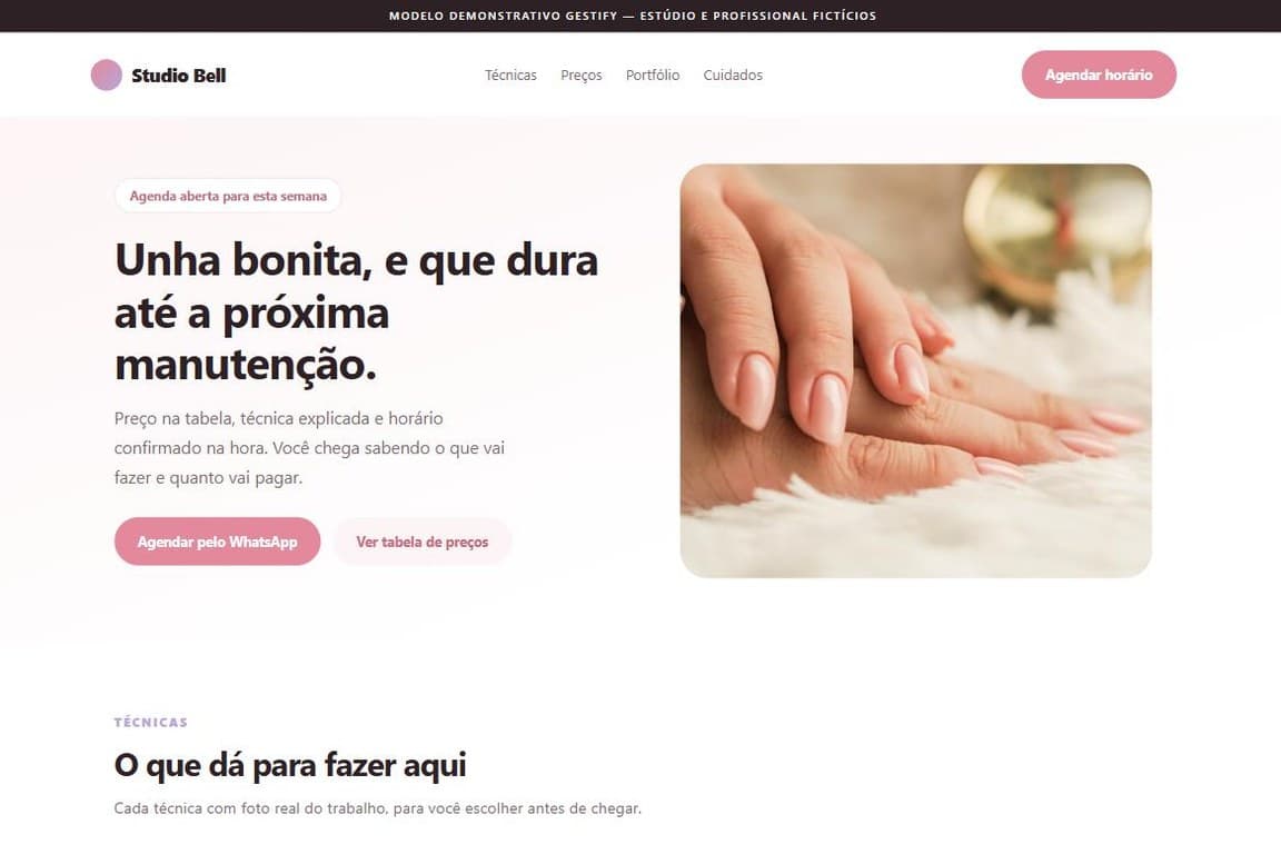 Modelo de site para nail designer
