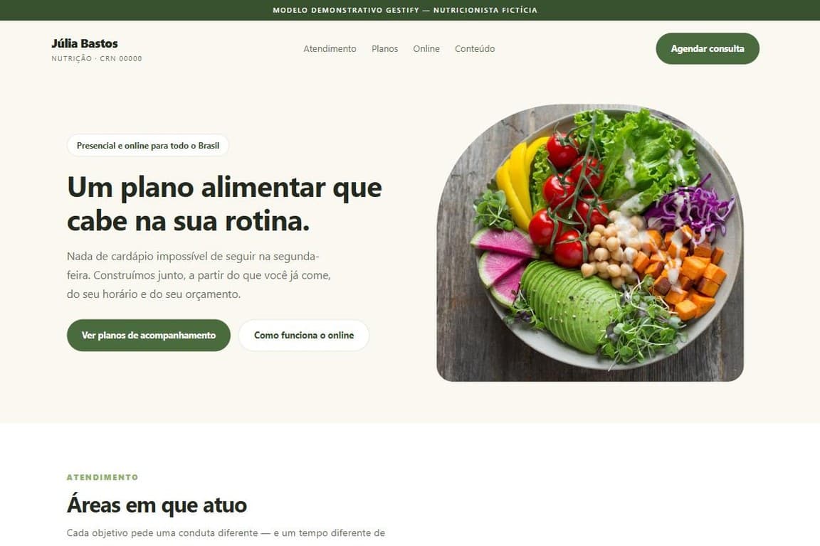 Modelo de site para nutricionista