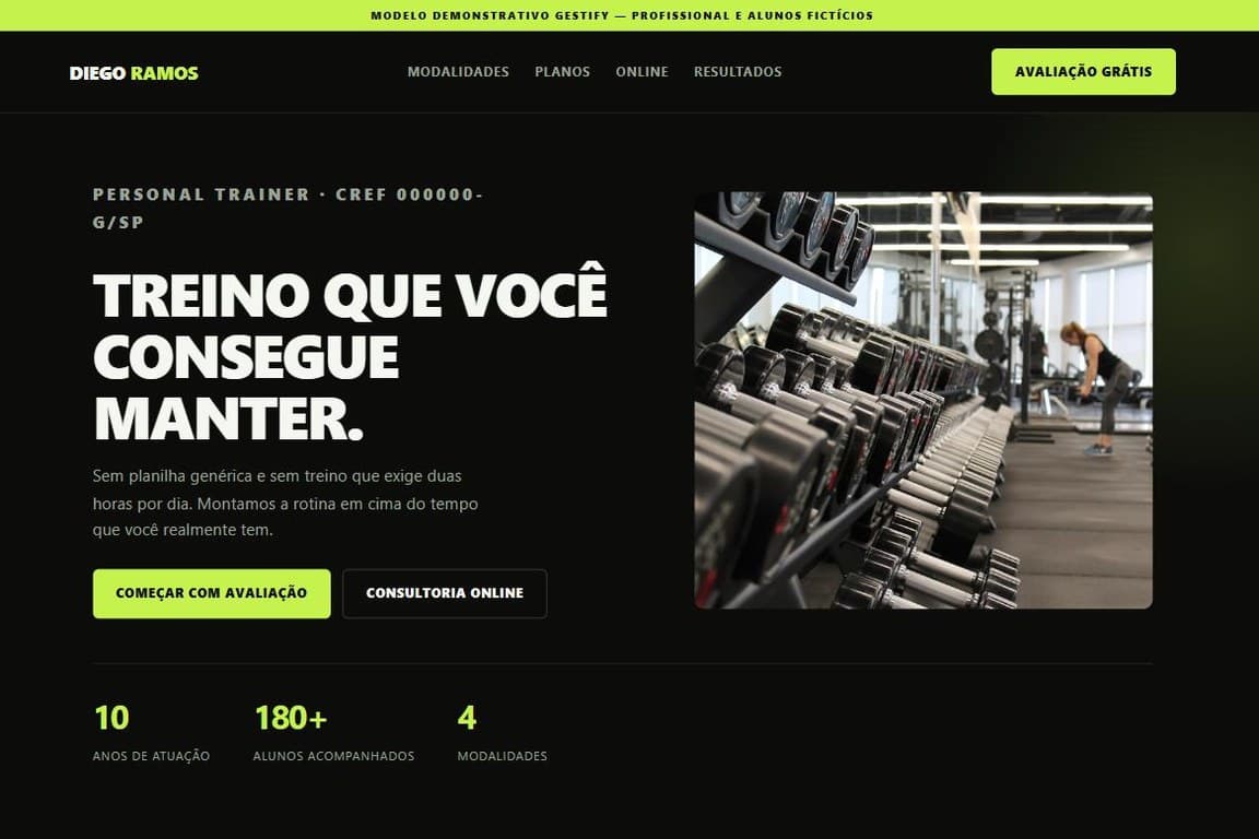 Modelo de site para personal trainer